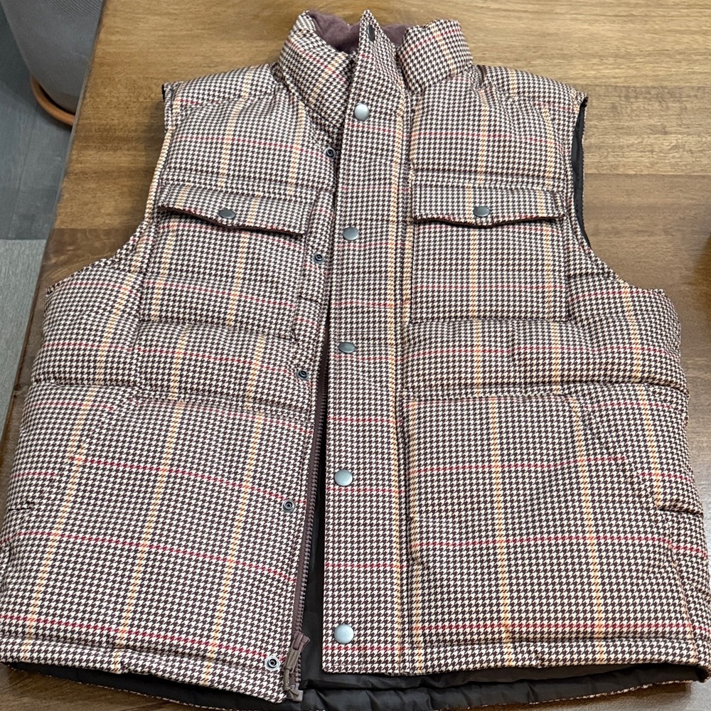 New Men's Houndstooth Puffer Vest